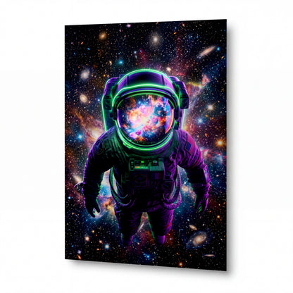 Obraz Obraz Astronaut s mlhovinou v přilbě — kovový obraz na hliníkovém panelu s vysokým leskem
