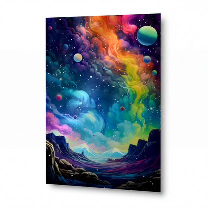 Obraz Kosmická brána mezi planetami — kovový obraz na hliníkovém panelu s vysokým leskem