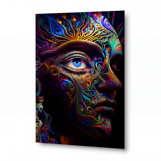 Obraz Zrak v psychedelických vlnách — kovový obraz na hliníkovém panelu s vysokým leskem