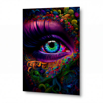 Obraz Duhový pohled skrze psychedelické víry — kovový obraz na hliníkovém panelu s vysokým leskem