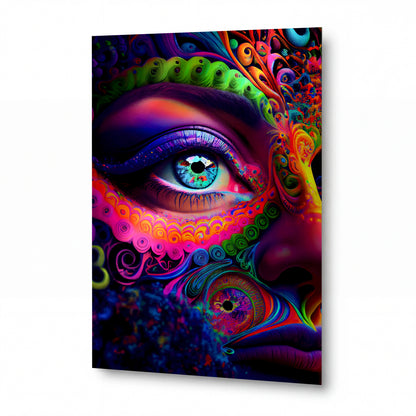 Obraz Psychedelický pohled duhovými spirálami — kovový obraz na hliníkovém panelu s vysokým leskem