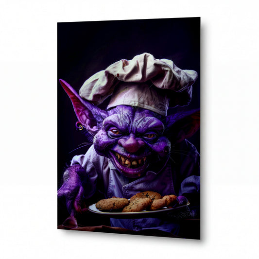 Obraz Fialový Kuchař se Sušenkami — kovový obraz na hliníkovém panelu s vysokým leskem