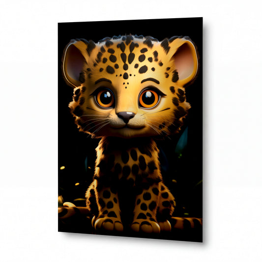 Obraz Obraz Zvědavé mládě leoparda — zrcadlově lesklý kovový obraz — zrcadlově lesklý kovový obraz