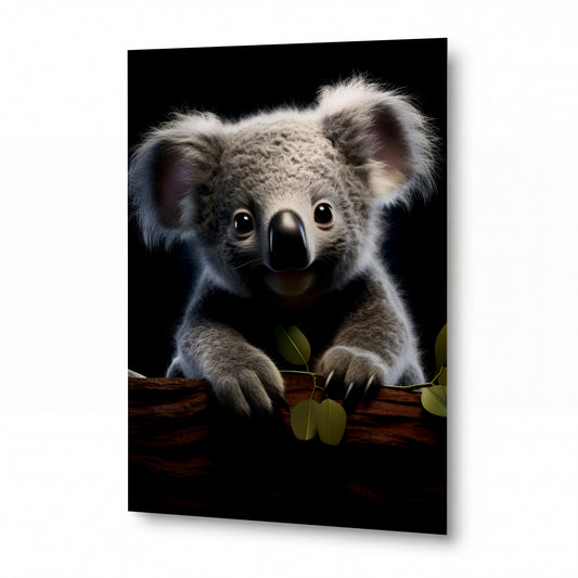 Obraz Koala s eukalyptovou snítkou v tlapkách — luxusní kovový obraz s vysokým leskem