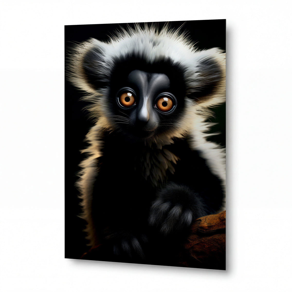 Obraz Mládě lemura s jantarovými očima — lesklý panel z hliníku