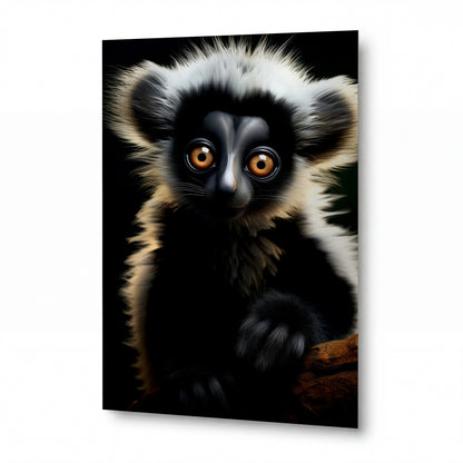 Obraz Mládě lemura s jantarovými očima — lesklý panel z hliníku