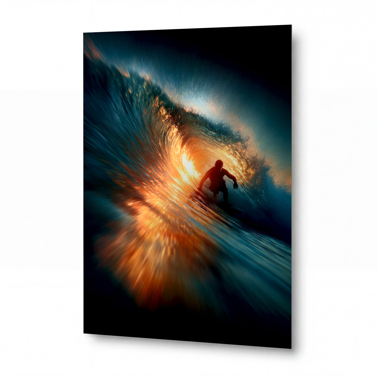 Obraz Surfař v zlaté tunelové vlně — lesklý obraz na hliníku