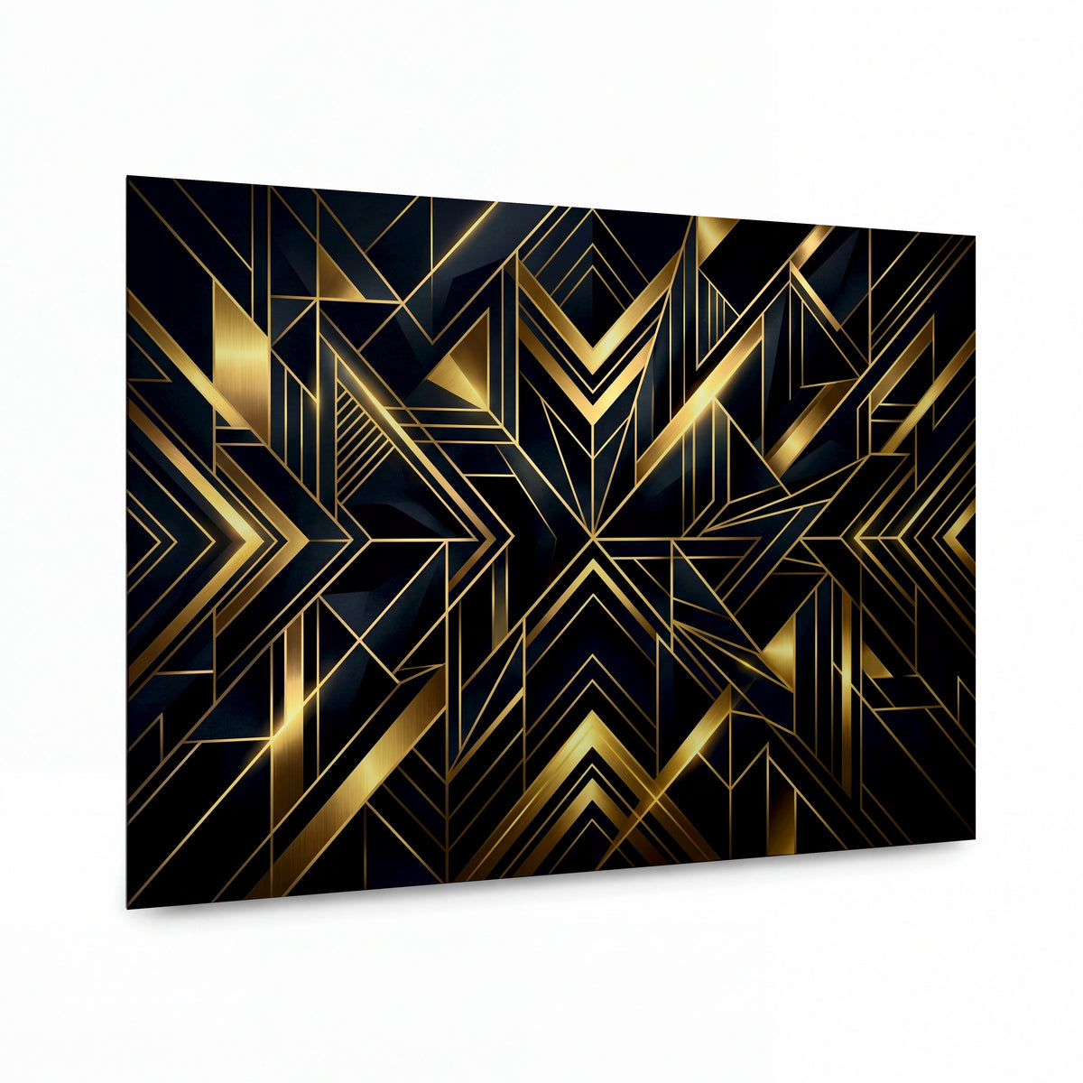 Obraz Zlaté šípy v geometrickém víru — luxusní obraz na hliníkovém panelu