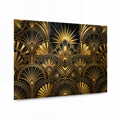 Obraz Zlaté paprsky art deco symfonie — kovový obraz, vysoký lesk
