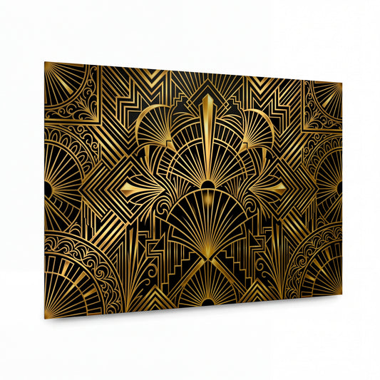 Obraz Zlaté slunce art deco — exkluzivní kovový obraz s vysokým leskem