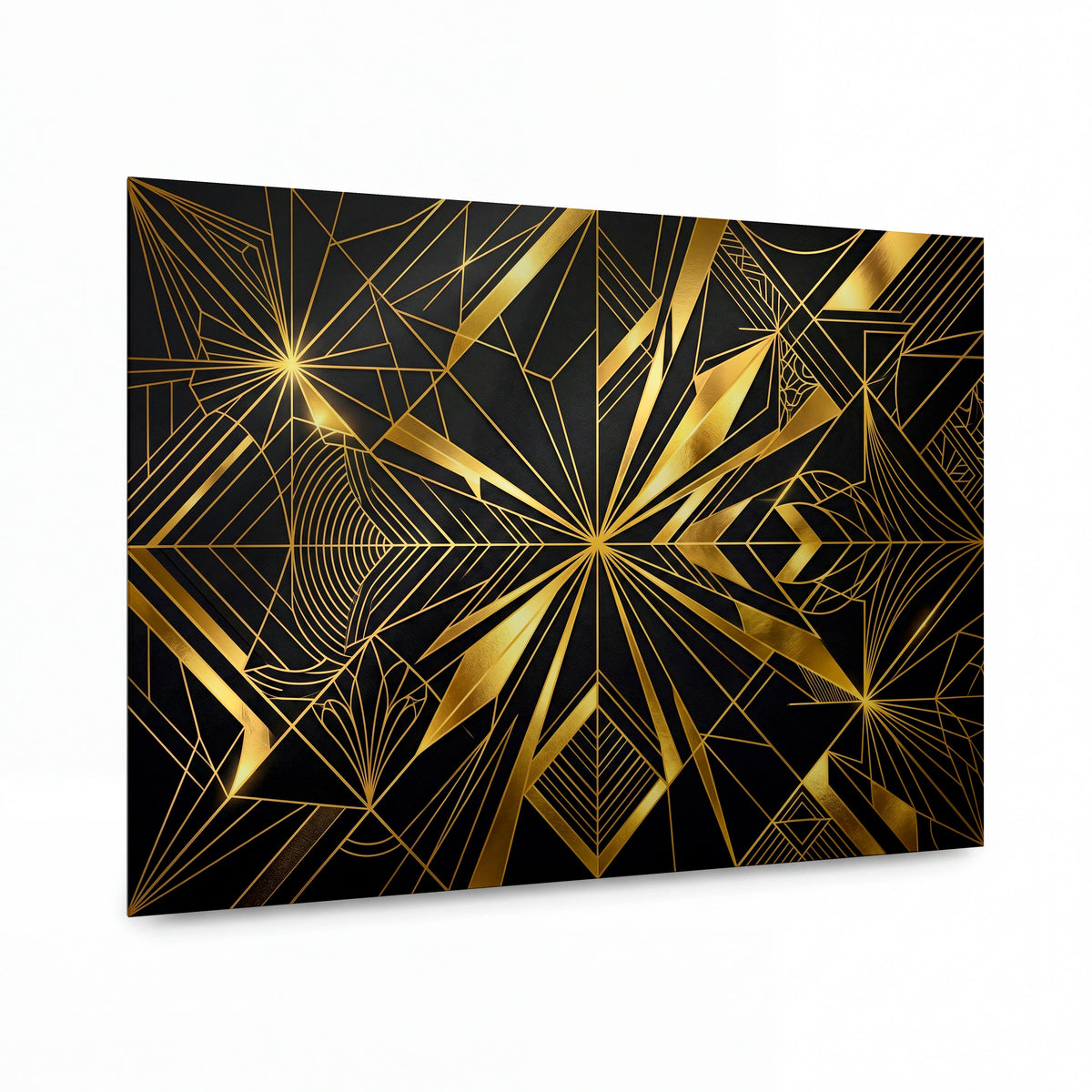 Obraz Zlaté geometrické slunce v art deco stylu — kovový panel s vysokým leskem