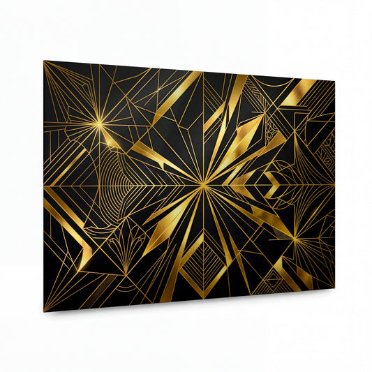 Obraz Zlaté geometrické slunce v art deco stylu — kovový panel s vysokým leskem