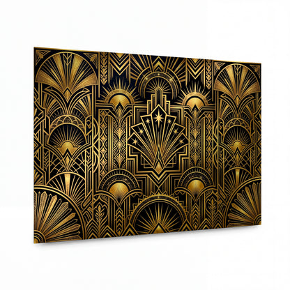 Obraz Zlaté paprsky art deco symmetrie — kovový panel s vysokým leskem