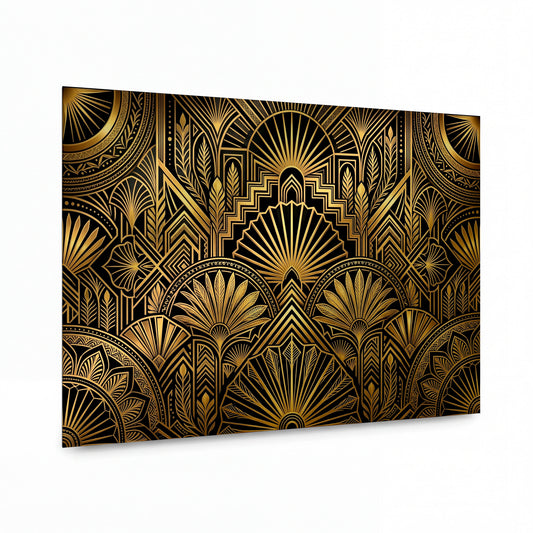 Obraz Zlaté vějíře art deco v soumraku — luxusní hliníkový panel s vysokým leskem