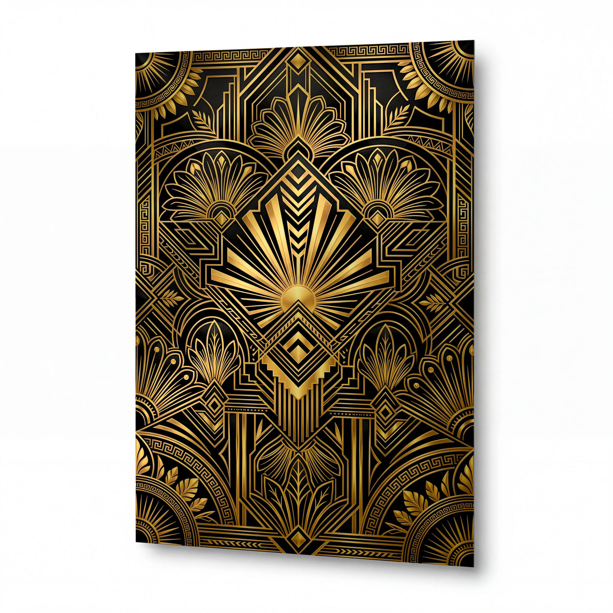 Obraz Zlatá art deco mandala sluncovratech paprsků — obraz na kovovém panelu