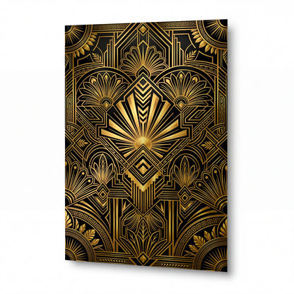 Obraz Zlatá art deco mandala sluncovratech paprsků — obraz na kovovém panelu