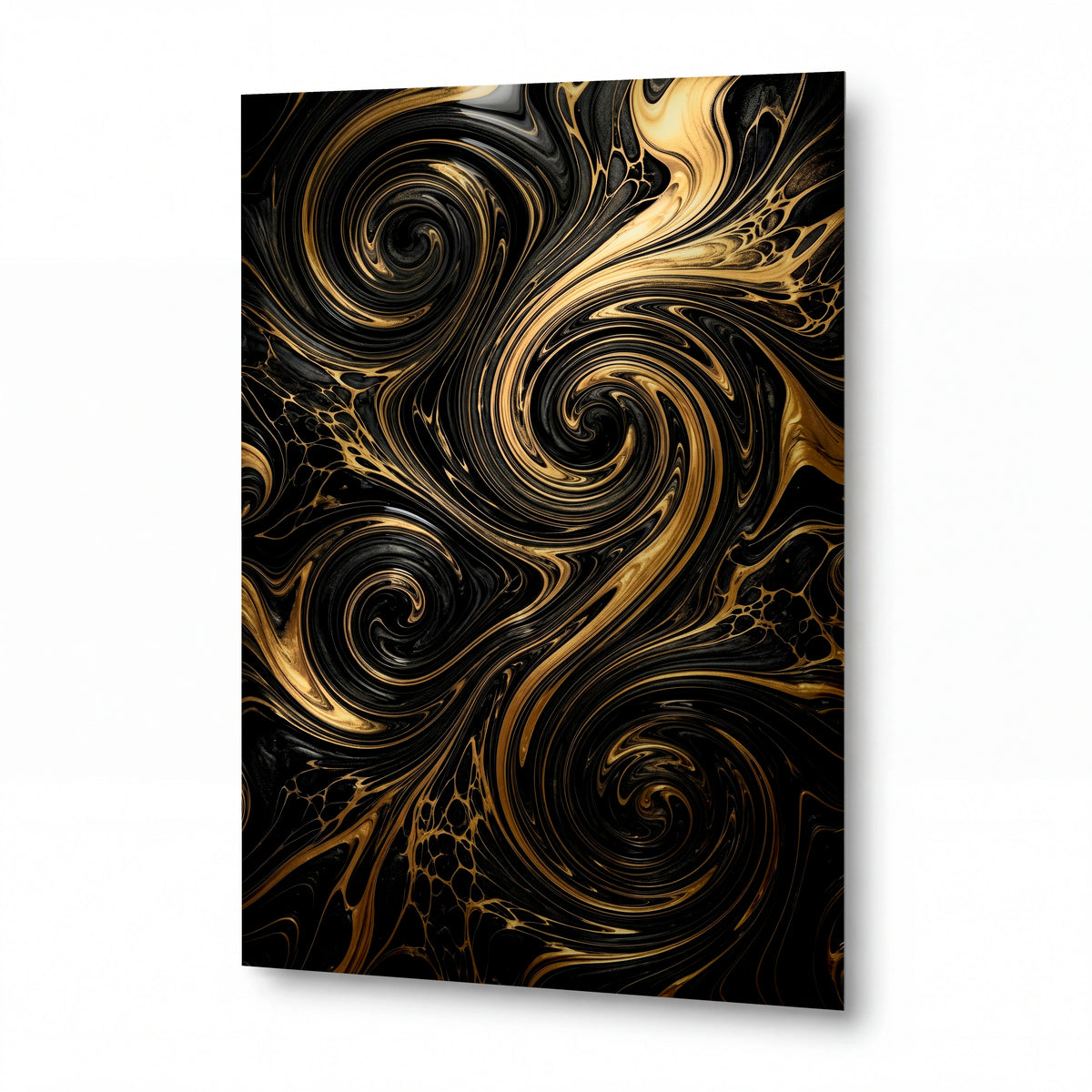 Obraz Zlaté spirály v temnotě — hliníkový obraz s vysokým leskem