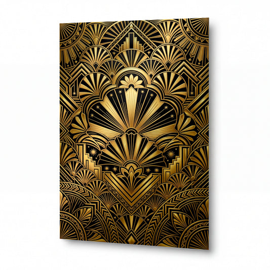 Obraz Zlaté vějíře art deco splendoru — luxusní obraz na hliníkovém panelu