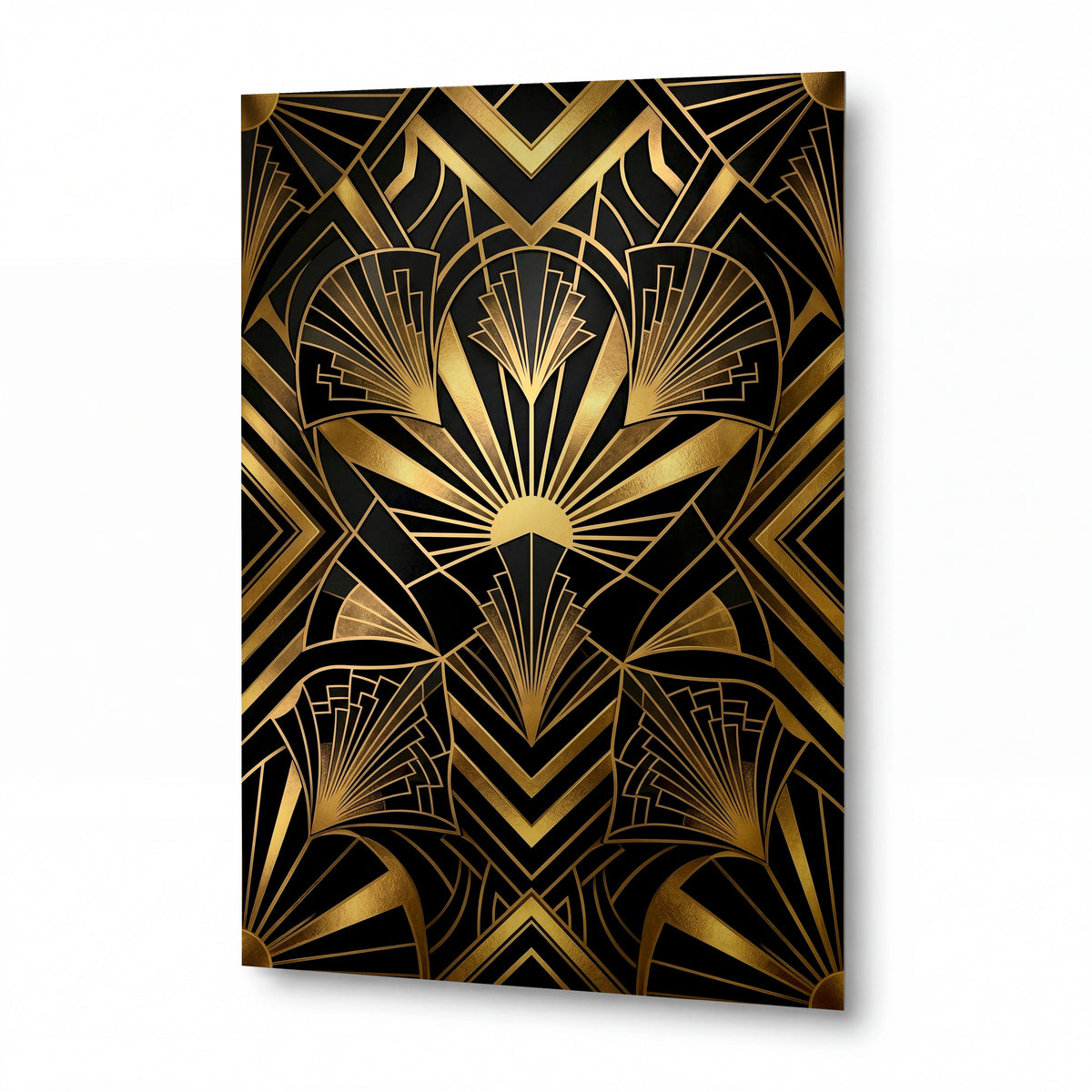 Obraz Zlaté vějíře a paprsky art deco — lesklý hliníkový obraz