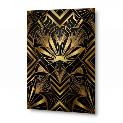 Obraz Zlaté vějíře a paprsky art deco — lesklý hliníkový obraz