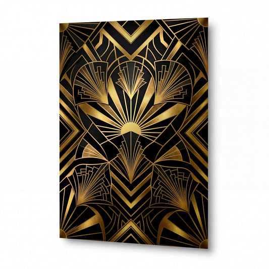 Obraz Zlaté vějíře a paprsky art deco — lesklý hliníkový obraz