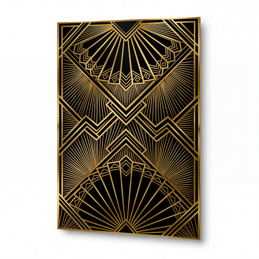 Obraz Zářivé zlaté paprsky v art deco symetrii — prémiový lesklý obraz na hliníku