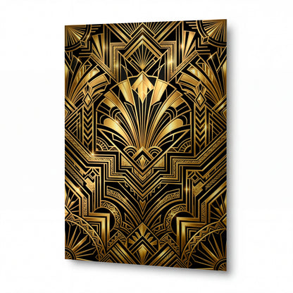 Obraz Zlaté vějíře art deco — lesklý kovový obraz