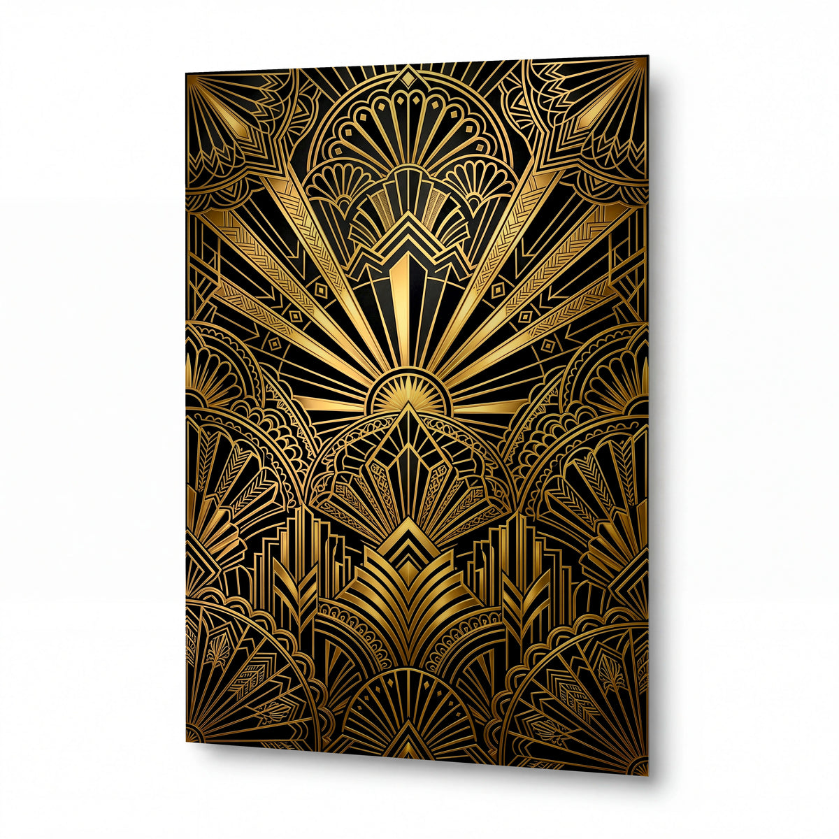 Obraz Zlaté paprsky slunce v art deco geometrii — obraz na kovovém panelu