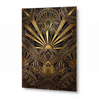 Obraz Zlaté paprsky slunce v art deco geometrii — obraz na kovovém panelu