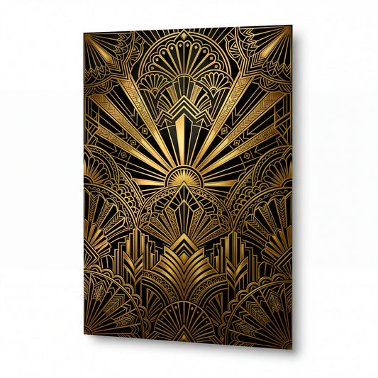 Obraz Zlaté paprsky slunce v art deco geometrii — obraz na kovovém panelu