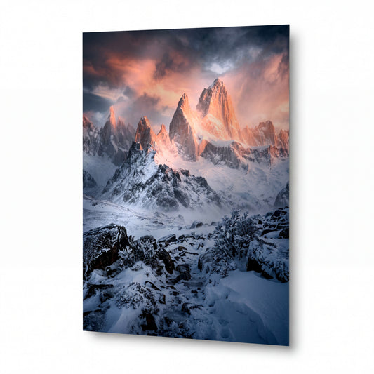 Obraz Fitz Roy v alpském svitu — prémiový lesklý obraz na hliníku