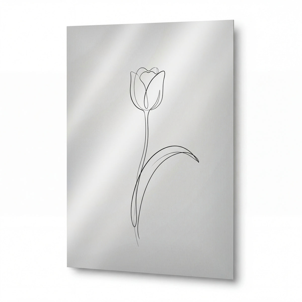 Obraz Minimalistický tulipán v elegantní linii — kovový obraz na hliníkovém panelu s vysokým leskem