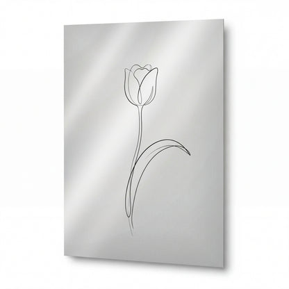 Obraz Minimalistický tulipán v elegantní linii — kovový obraz na hliníkovém panelu s vysokým leskem