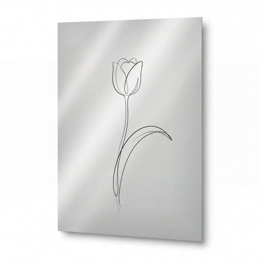 Obraz Minimalistický tulipán v elegantní linii — kovový obraz na hliníkovém panelu s vysokým leskem
