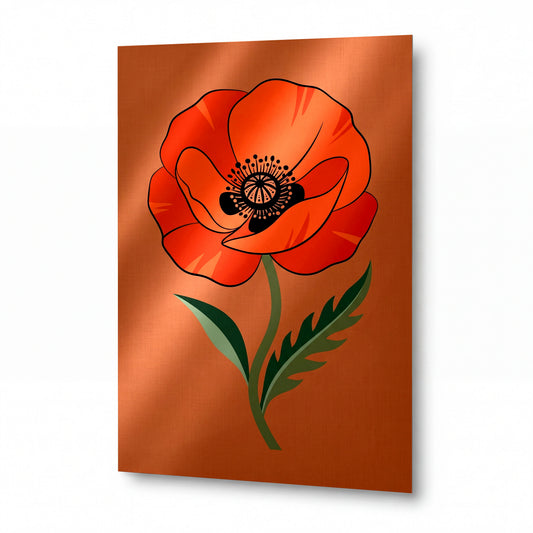 Obraz Rozkvétající vlčí mák v teplých odstínech — kovový obraz na hliníkovém panelu s vysokým leskem
