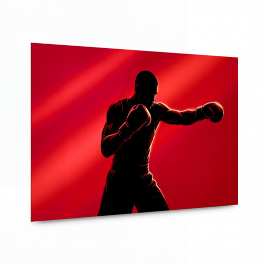 Obraz Boxerka v plamenném útoku — hliníkový panel s vysokým leskem