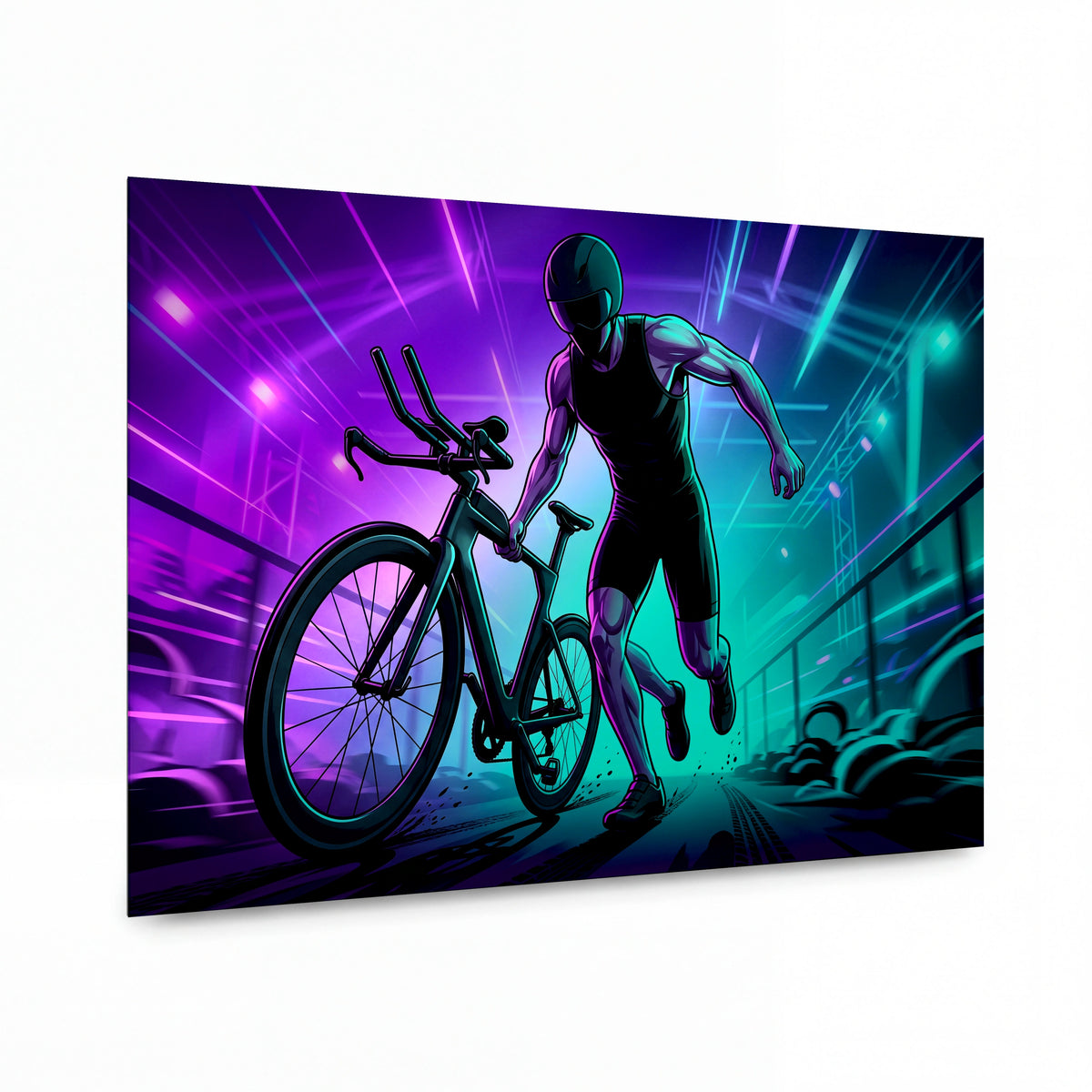 Obraz Cyklista v neonovém záblesku — obraz na kovovém panelu