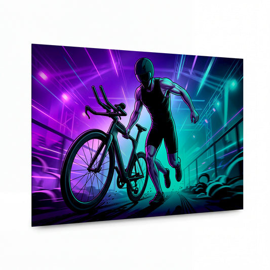 Obraz Cyklista v neonovém záblesku — obraz na kovovém panelu