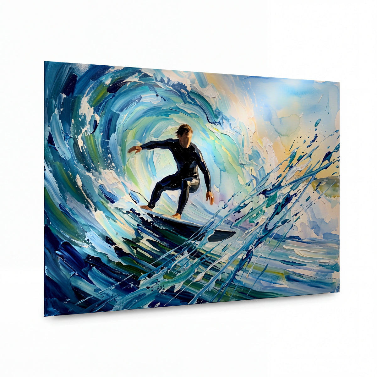 Obraz Surfer v nitru tyrkysové vlny — lesklý panel z hliníku
