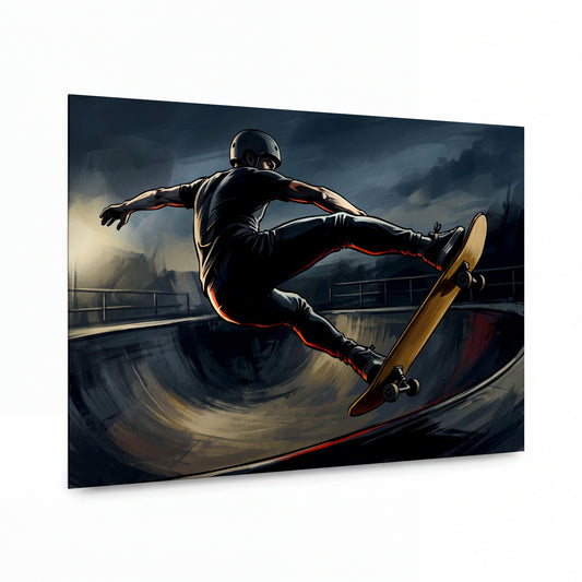 Obraz Skateboardista v šeru skateboardového parku — lesklý kovový obraz