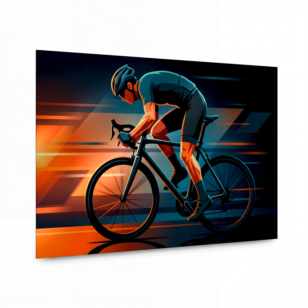Obraz Cyklista v bouři rychlosti — prémiový kovový obraz