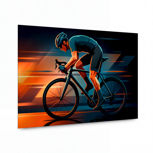 Obraz Cyklista v bouři rychlosti — prémiový kovový obraz