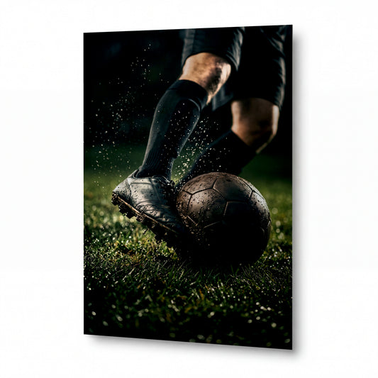 Obraz Okamžik dokonalého kopu do balonu — luxusní obraz na hliníkovém panelu
