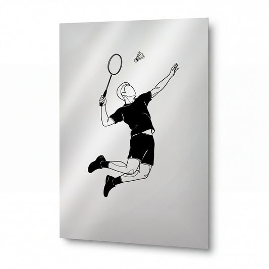 Obraz Smeč badmintonového hráče v rozletu — hliníkový obraz s vysokým leskem