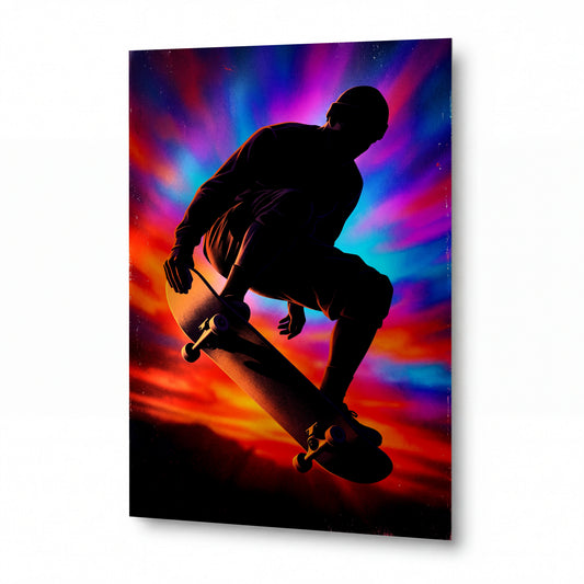 Obraz Skateboardista v cosmic mlhovině — obraz na kovovém panelu