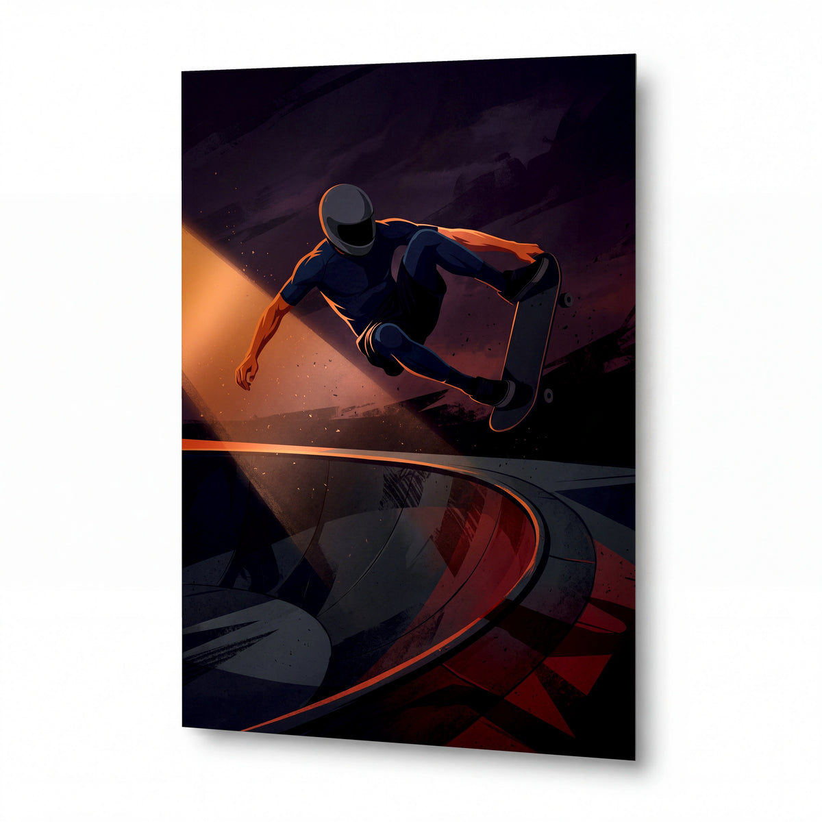 Obraz Skateboardista v zatáčce šeré rampy — prémiový kovový obraz