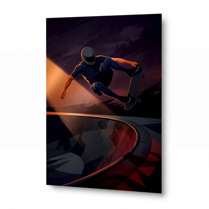 Obraz Skateboardista v zatáčce šeré rampy — prémiový kovový obraz