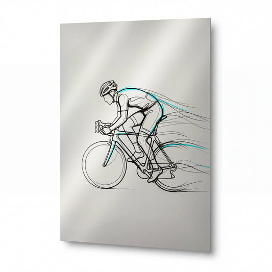 Obraz Cyklista v aerodynamickém předklonu — luxusní hliníkový panel s vysokým leskem