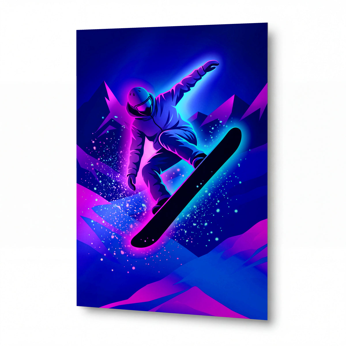 Obraz Snowboardista v neonovém vesmíru — obraz na kovovém panelu