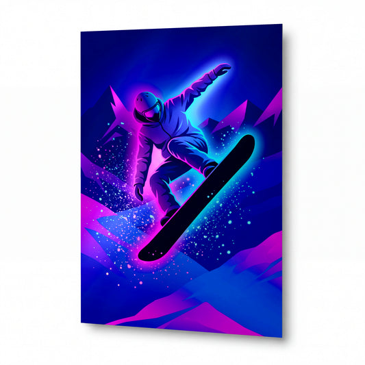 Obraz Snowboardista v neonovém vesmíru — obraz na kovovém panelu